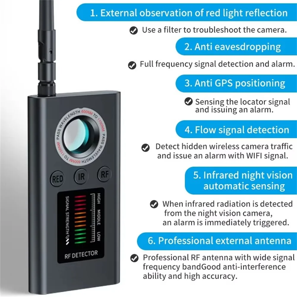 Gadgets For Electronics - Verborgen cameradetector Anti-spionagegadgets Professioneel draadloos signaal