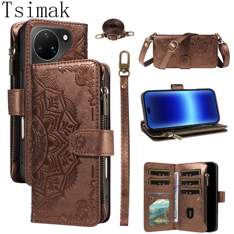 Huawei Pura 70 - Magnetische Flip Lederen Rits 9 Kaarten