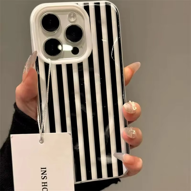 Apple Iphone 15 - Stevige effenkleurige gestreepte telefoonhoes voor iPhone