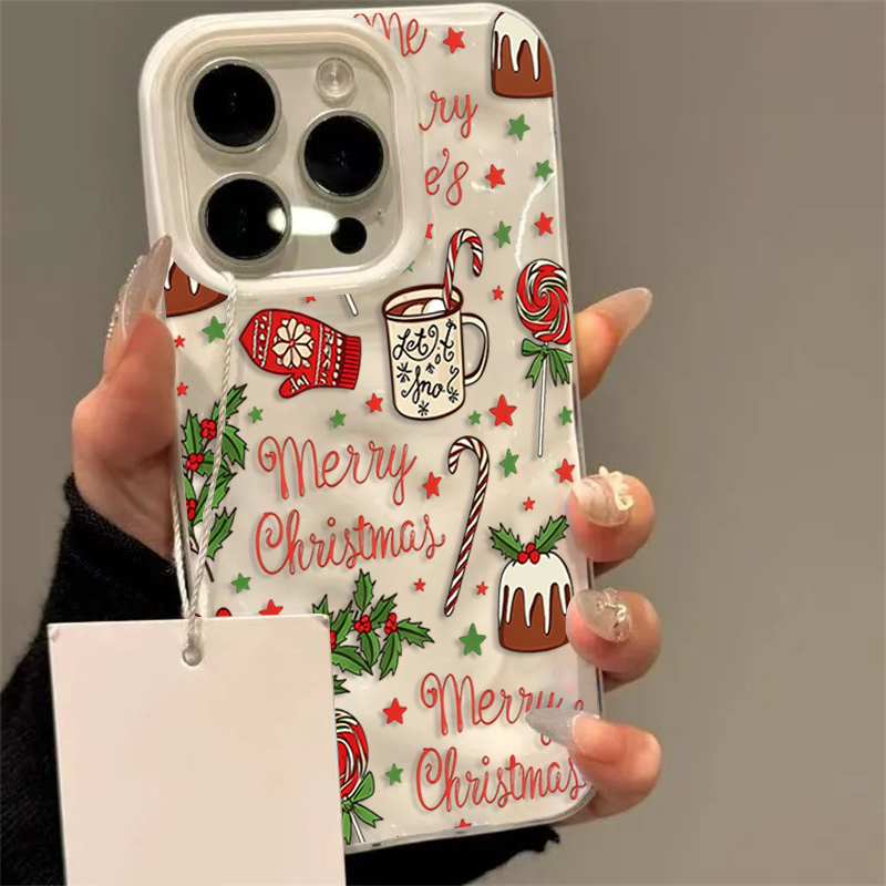 Apple Iphone 15 - Schattig feestelijk kerstpatroon telefoonhoesje voor iPhone