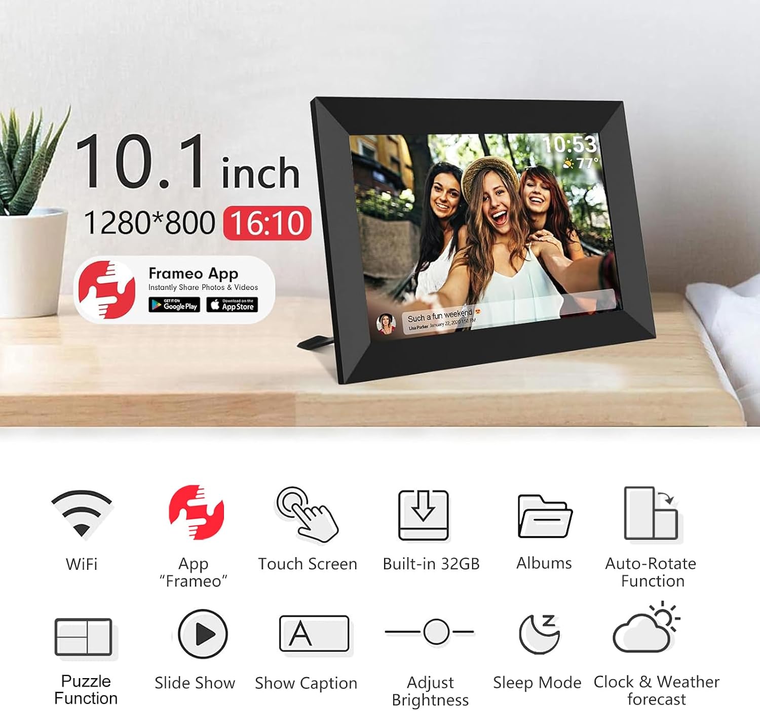 10,1 inch 32GB Smart WiFi digi - Digital Photo Frame Wifi recensie en prijs